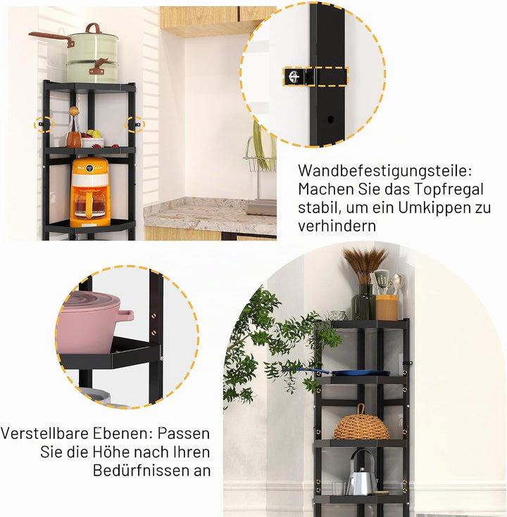 Supfirm 7-stöckiges multifunktionales verstellbares Pfannen- und Topfregal für Küche, Pfannen-Organi