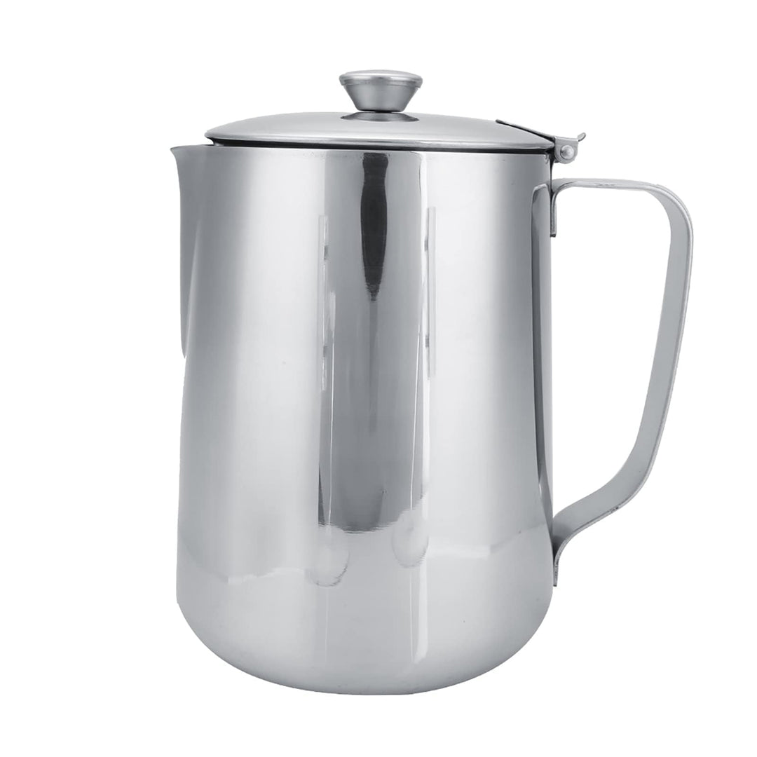 Edelstahl-Kaffeetasse, Milchaufschäumkrug mit Deckel, Milchausgiesser mit Deckel für Milchkännchen,