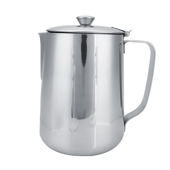 Edelstahl-Kaffeetasse, Milchaufschäumkrug mit Deckel, Milchausgiesser mit Deckel für Milchkännchen,