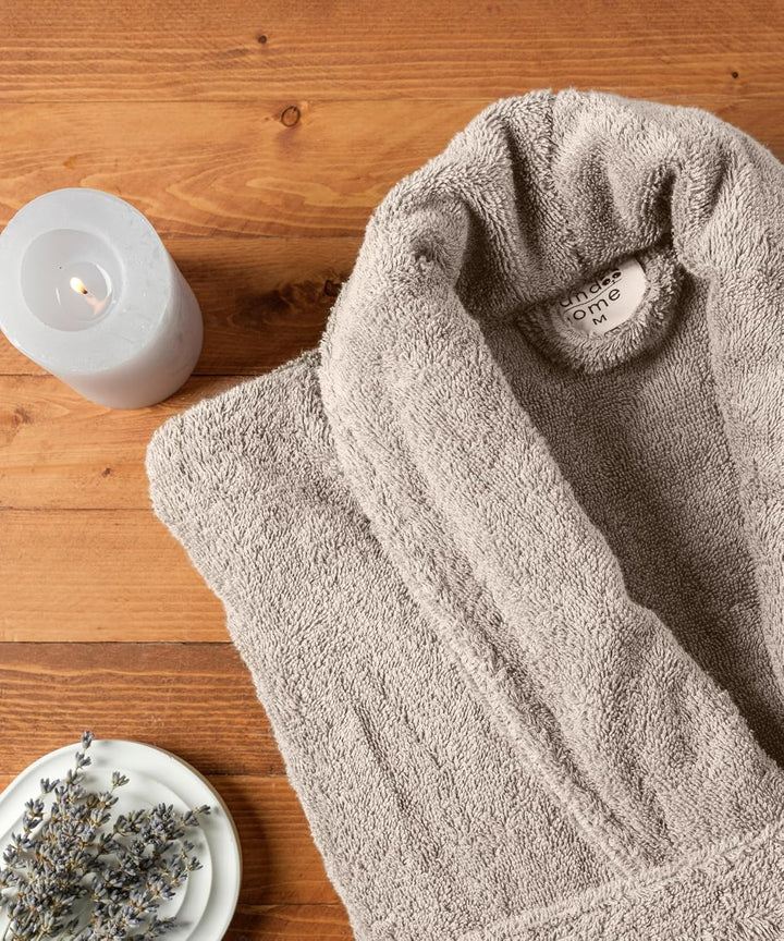 PandaHome Bademantel Damen und Herren aus 100% Baumwolle, Morgenmantel Frottee Kuschel, Saunamantel