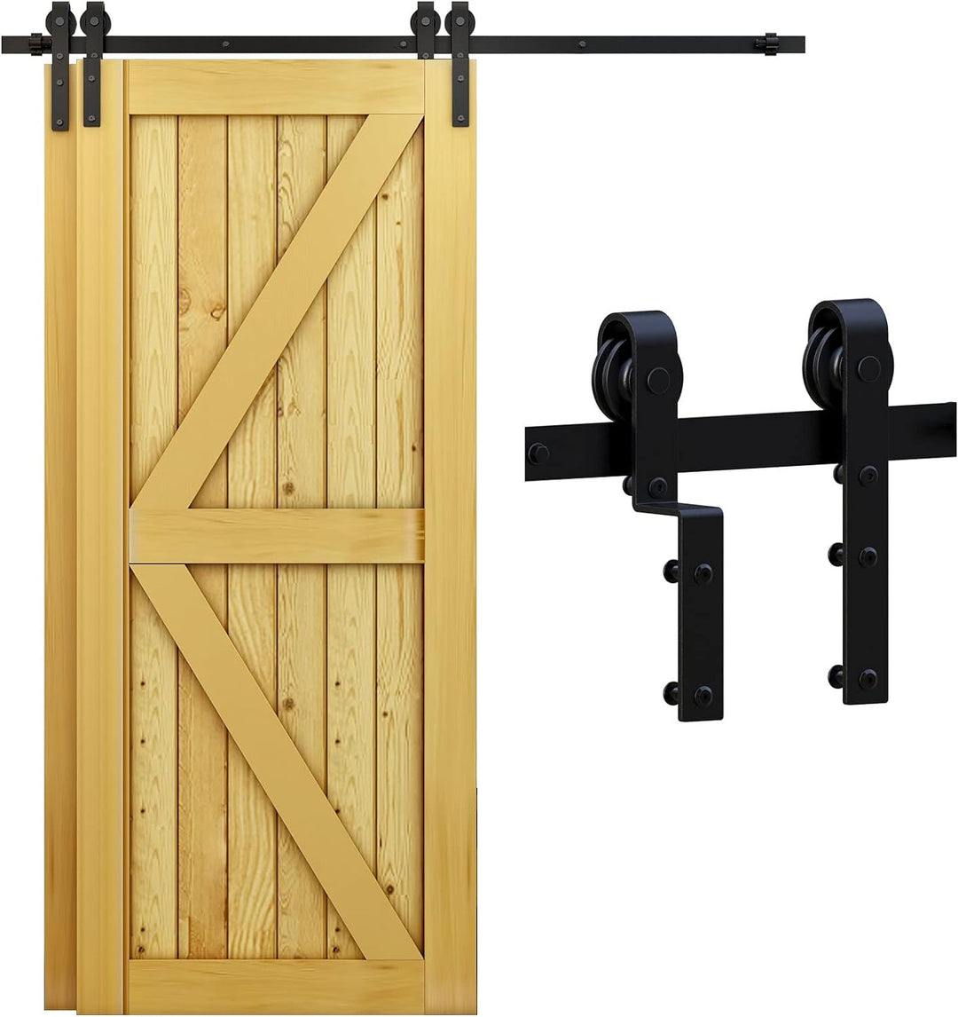 WOLFBIRD 200cm(6.6FT) Bypass Schiebetür Hardware Doppelte Holztür Schiebetürsystem Komplettset Schwa