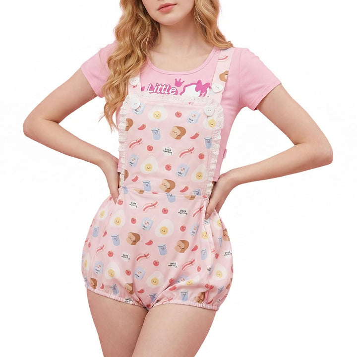 Baumwolle Knopf Schritt Erwachsene Onesie Strampler Bodysuit Pyjamas- Full Print Overalls, XS Fr