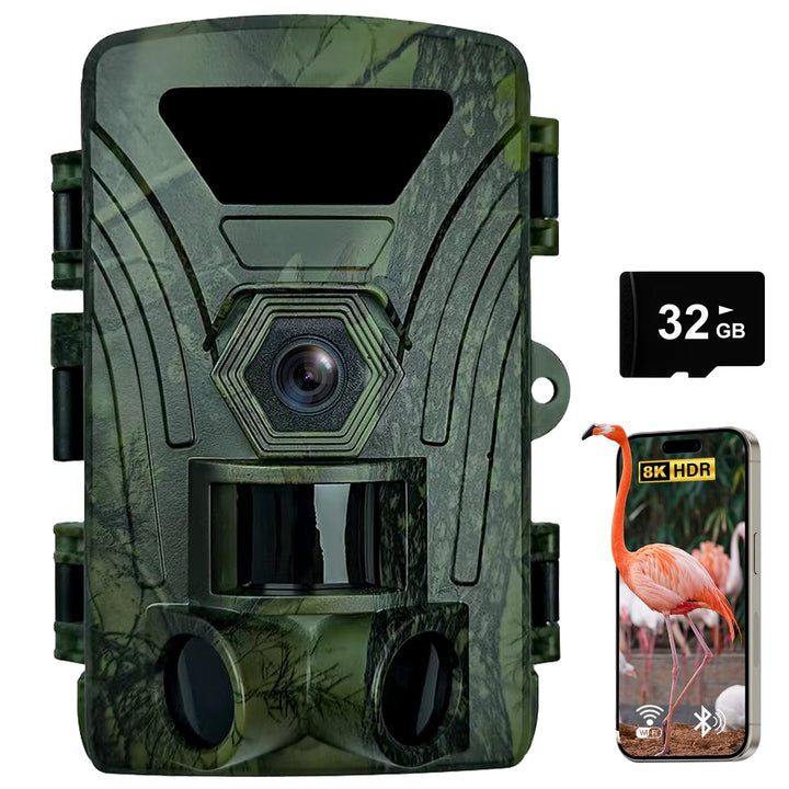 Wildkamera, 8K Wildtierkamera WLAN mit 32G Speicherkarte 60MP Wildcamera mit Handyübertragung APP, B