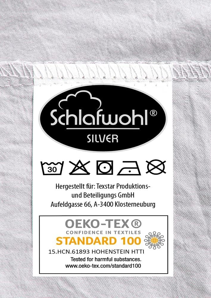 SCHLAFWOHL SILVER • Enzym Bettwäsche 135x200 cm • Warmer und weicher silberner Bettbezug • mit atmun
