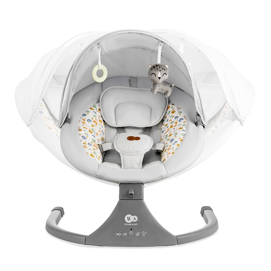 Kinderkraft LUMI 2 Babywippe, Elektrische Babyschaukel, Von der Geburt bis 9 Monate, Höhenverstellba