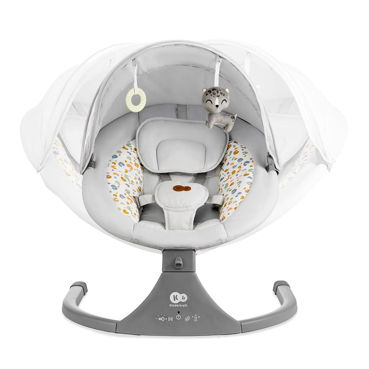 Kinderkraft LUMI 2 Babywippe, Elektrische Babyschaukel, Von der Geburt bis 9 Monate, Höhenverstellba