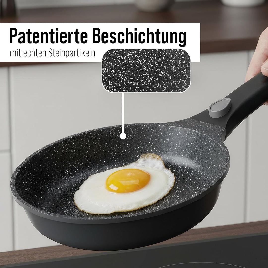 STONELINE SMART Pfannen und Töpfe Set 8-teilig, Aluguss Topfset mit Deckel, Abnehmbarer Griff, Kocht
