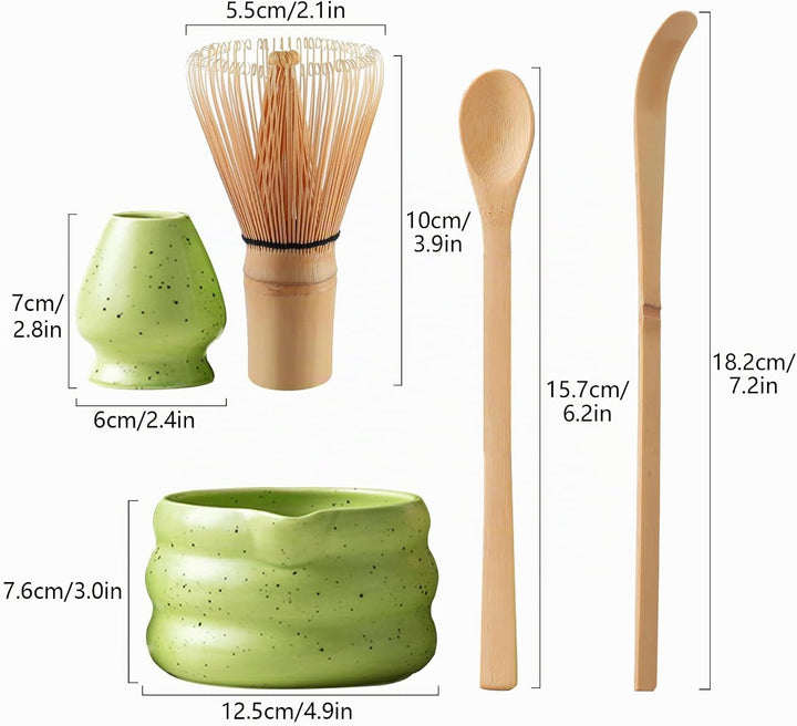 Matcha Tee Set mit Matcha Besen und Schale, Matcha Schneebesen und Keramik Matcha Besen Halter Set v