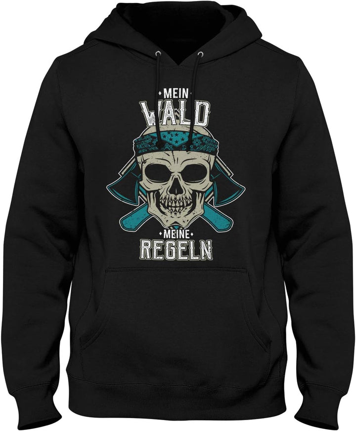 Fashionalarm Herren Kapuzenpullover – Mein Wald – Meine Regeln | Fun Hoodie mit Spruch als lustige G