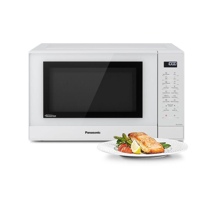 Panasonic NN-GT45KWSUG Mikrowellen-Wechselrichter mit Grill, 24 Automatikprogramme, Junior Menü, Feu