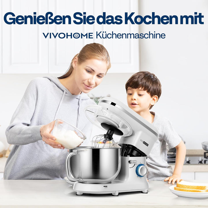 VIVOHOME Standmixer Küchenmaschine 5,7L Knetmaschine 1500W Küchenmaschinen mit 10 Geschwindigkeiten