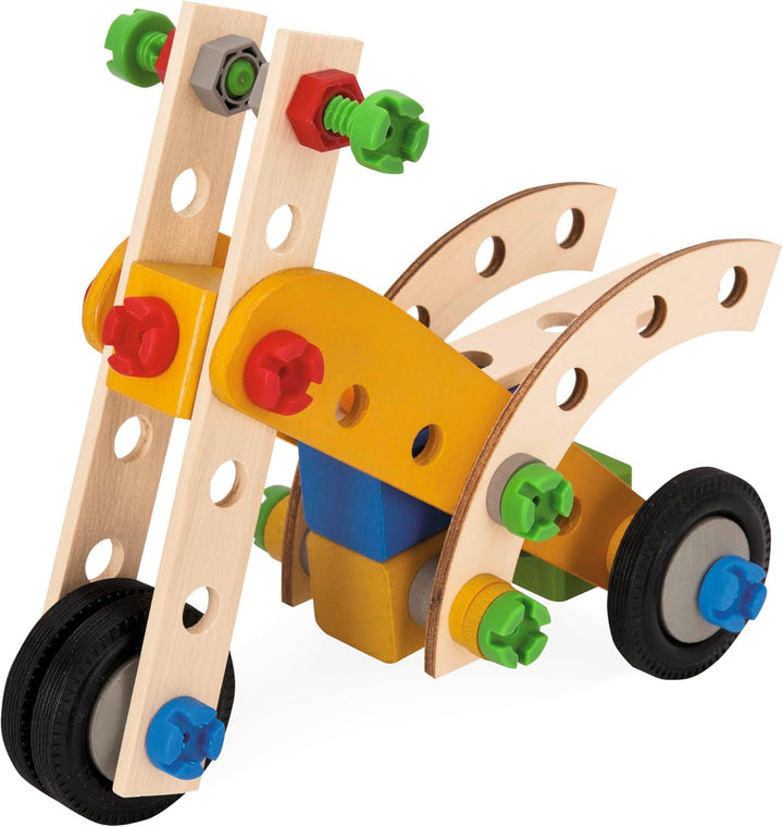 Eichhorn - 100039022 - Constructor Kranwagen, 70-teilig, Holzspielzeug-Konstruktionsset, 4 Verschied