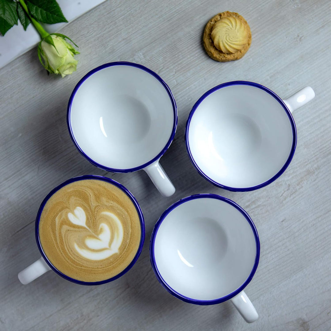 City to Cottage® - Keramik XXL Tasse 500 ml | Kaffeebecher | Blau-Weiss gestreift | Handgemacht | Ke