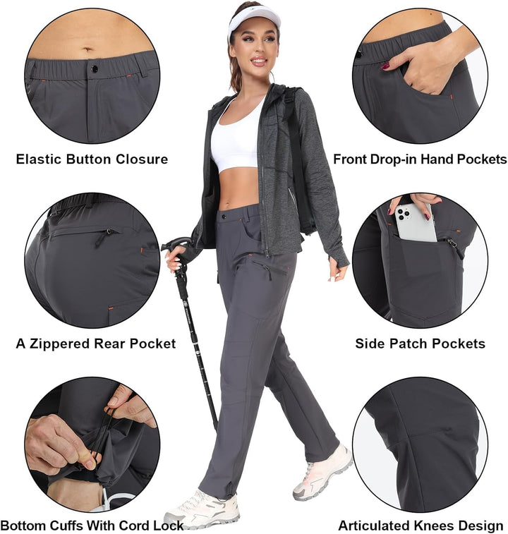 GymBrave Wanderhose Damen 3/4 Trekkinghose Stretch Leiche schnell trocknend Cargo Caprihose Sommer O