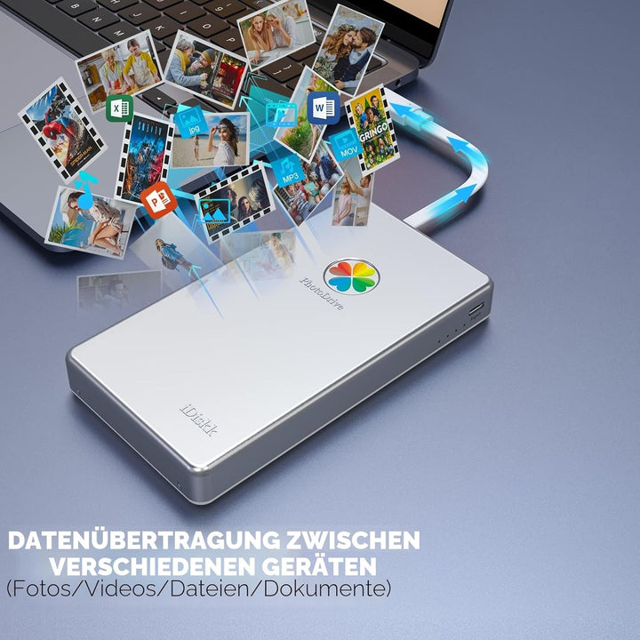 iDiskk 4 TB (4000 GB) Externe Lightning-Festplatte für iPhone, MFi-zertifizierte 3-in-1-iPhone-HDD,