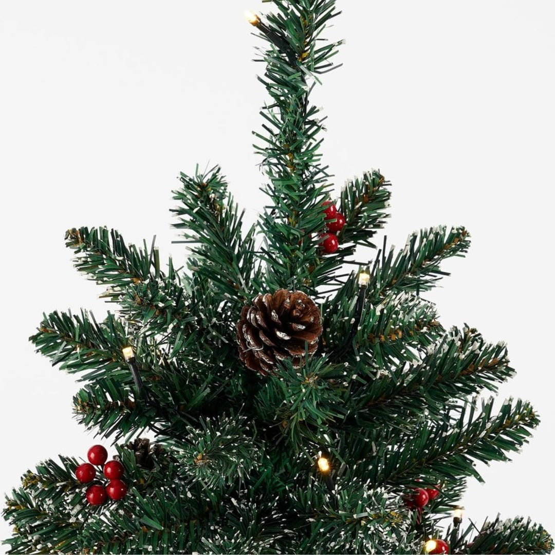 Black Box Trees Creston Künstlicher Weihnachtsbaum im Topf mit LED-Beleuchtung – H90 x Ø50 cm – Grün