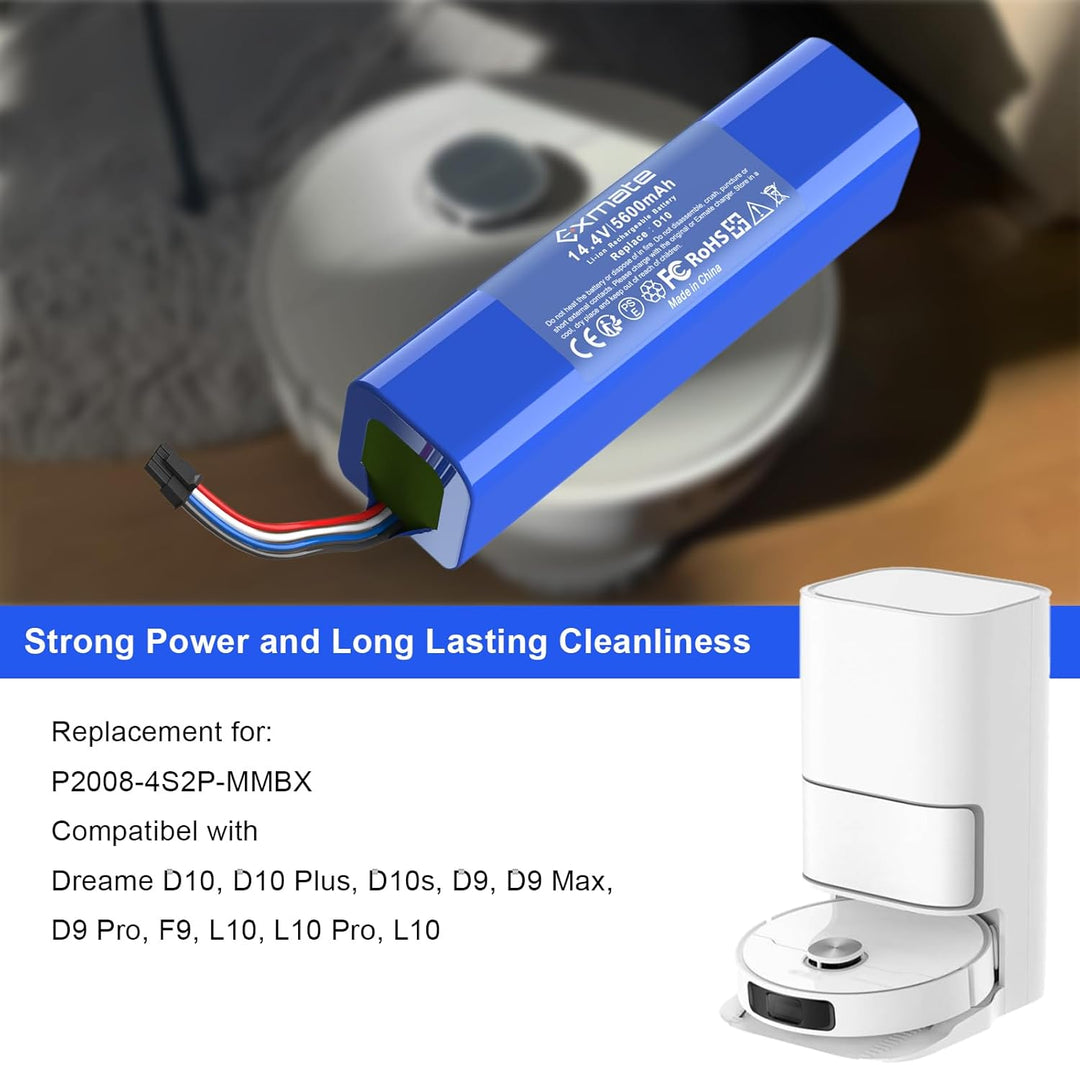 Exmate 14,4V 5600mAh Ersatzakku für Dreame D9 Pro D9 Max, L10 L10s D10 D10s Ultra/Pro/Plus/Z10 Pro,