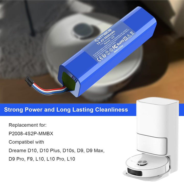 Exmate 14,4V 5600mAh Ersatzakku für Dreame D9 Pro D9 Max, L10 L10s D10 D10s Ultra/Pro/Plus/Z10 Pro,