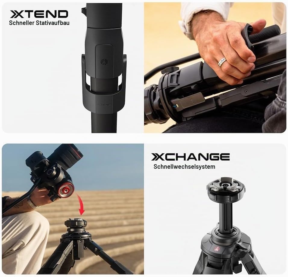 Manfrotto 500X Fluid Videokopf mit ONE Hybrid Aluminium Stativ – Foto &amp; Video Stativ Kit, 5kg Tragla