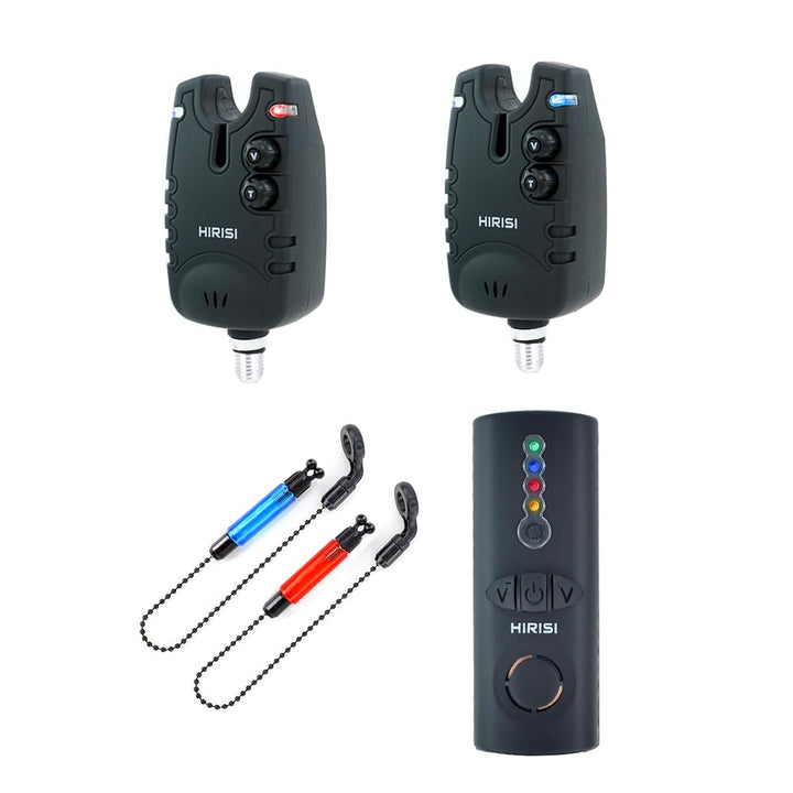 Hirisi Tackle Drahtloses Karpfenangeln Bissanzeiger Set 4+1Wasserdichtes Angelzubehör Bissanzeiger m