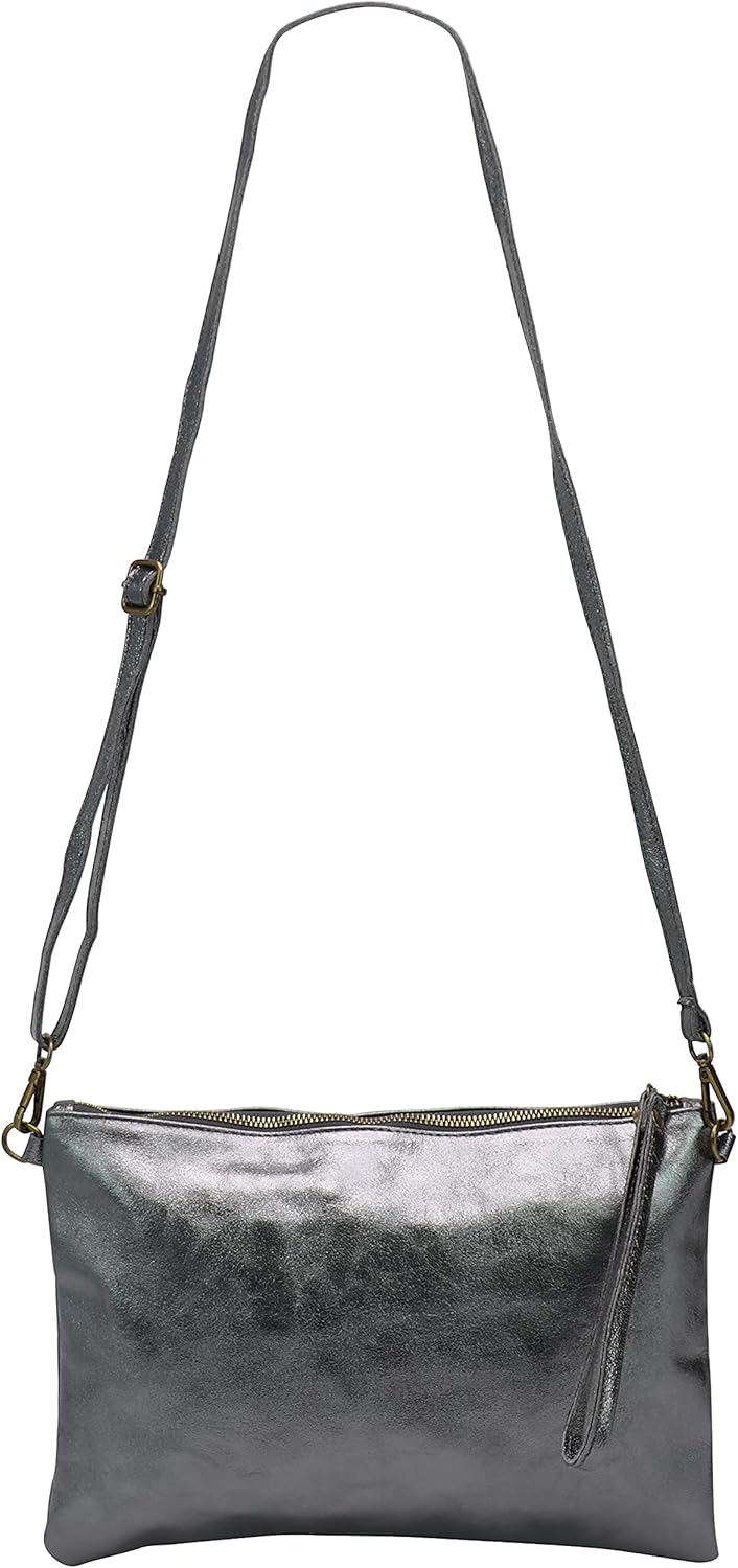 SH Leder Echtleder Umhängetasche Clutch im vintage look mittelgross Tasche Abendtasche 33x22cm Clara