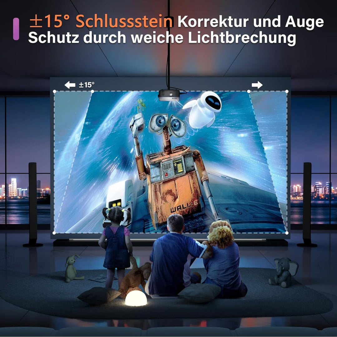 Mini Beamer, VOPLLS 18000L WiFi Bluetooth Beamer Full HD 1080P Unterstützt, Tragbar Video Projektor