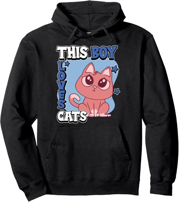 Jungen This Boy Loves Cats Katze Pullover Hoodie