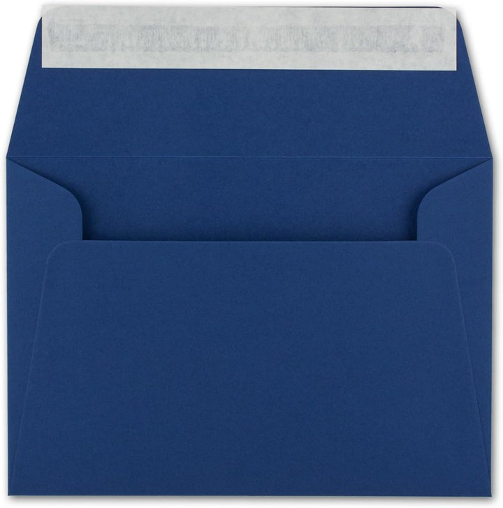 250x Brief-Umschläge B6 - Nachtblau - 12,5 x 17,5 cm - Haftklebung 120 g/m² - breite edle Verschluss
