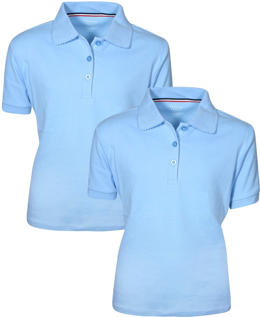 French Toast Girl's 2 Pack Uniform Short Sleeve Polo Shirts 4/5 LT Blue