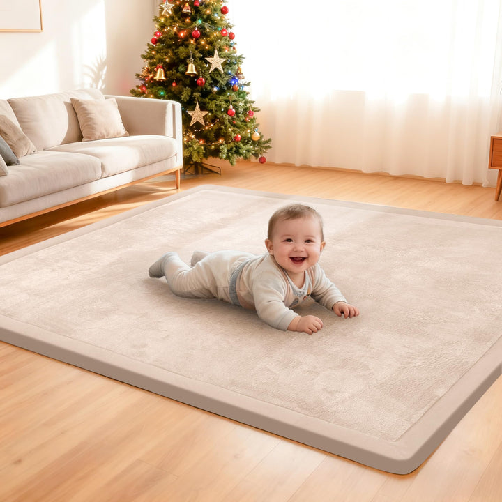 ACOMOPACK Baby Krabbelmatte 127x127x3.5cm Dicke Spielmatte mit Schaumfüllung Rutschfester Unterseite