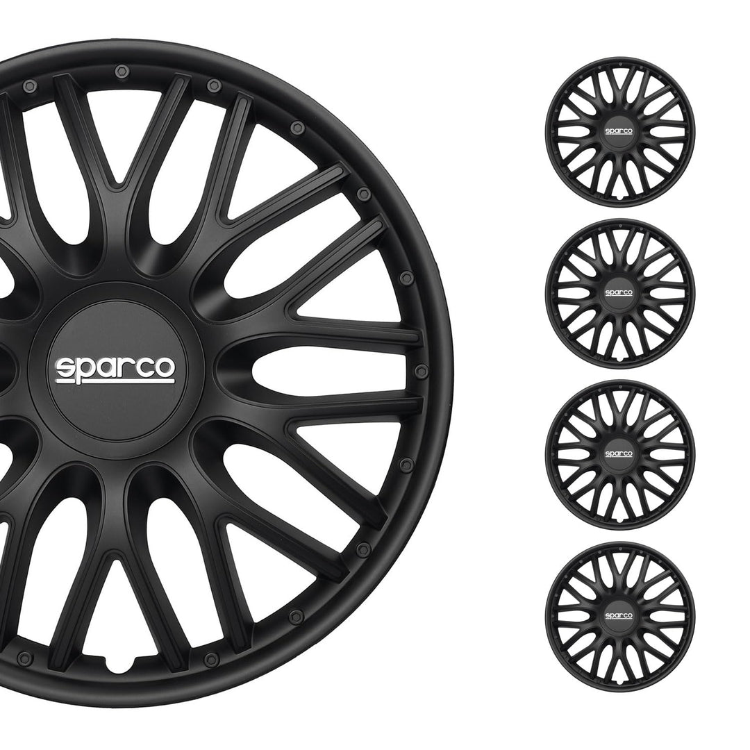 Sparco SPC1596BK Set Wheel Covers Roma 15-inch Black, Pulgadas ROMA 15 zoll SCHWARZ, ROMA 15 zoll SC