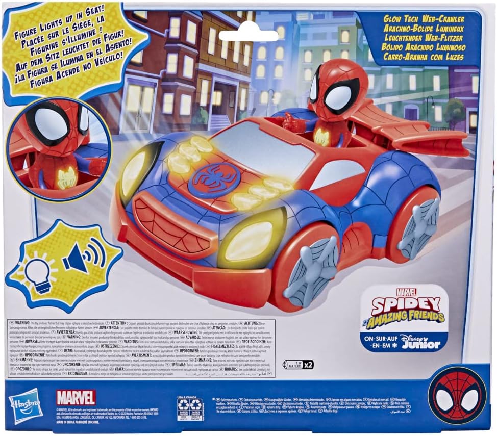 Marvel Spidey and His Amazing Friends Leuchtender Web-Flitzer, Spielzeug mit Lichtern und Geräuschen