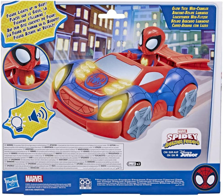 Marvel Spidey and His Amazing Friends Leuchtender Web-Flitzer, Spielzeug mit Lichtern und Geräuschen