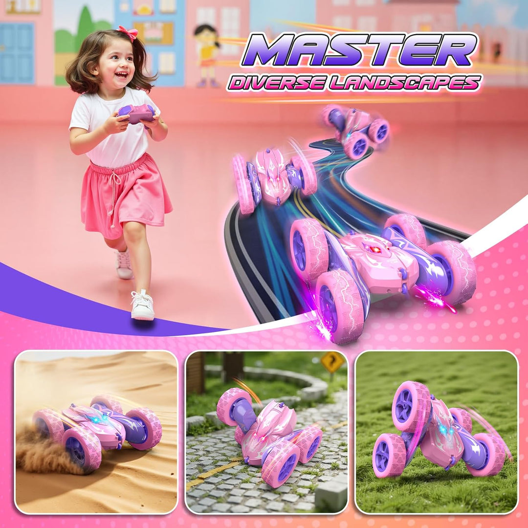 Dreamlandia Ferngesteuertes Auto, 2,4GHz RC Auto Weihnachten Geschenk Mädchen 3-9 Jahre, 360° Flip,
