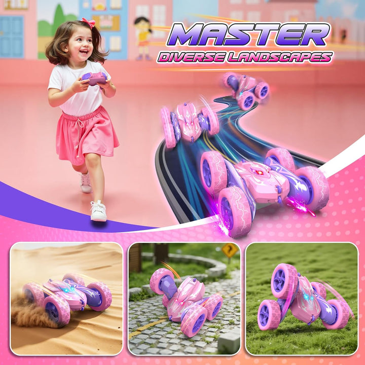 Dreamlandia Ferngesteuertes Auto, 2,4GHz RC Auto Weihnachten Geschenk Mädchen 3-9 Jahre, 360° Flip,