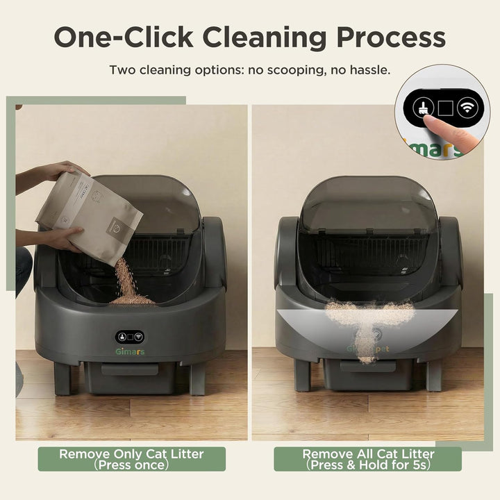 Gimars Selbstreinigende Katzentoilette mit offenem Design, Automatisches Katzenklo für mehrere Katze