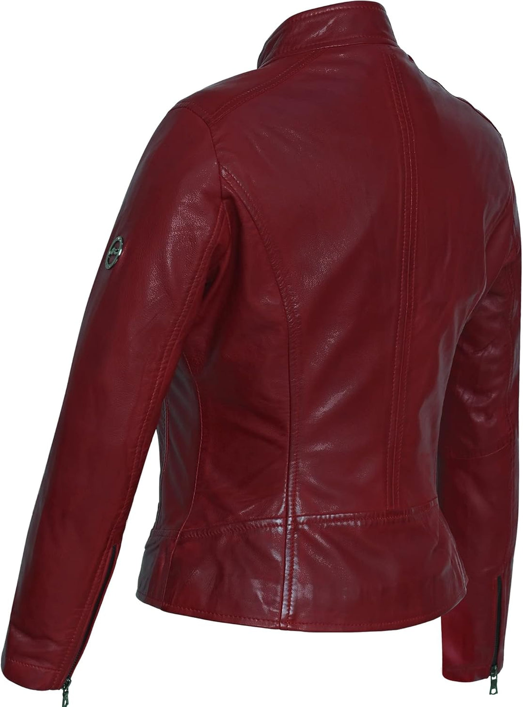 Bluepiel Damen Lederjacke KLARA Bikerjacke mit Stehkragen - Modernen Echtleder Jacke aus Lammnappa L