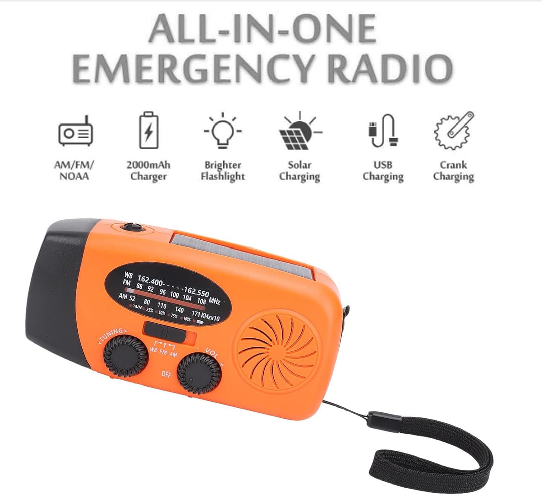 Notfallradio, Solarhand Crank Radio, NOAA AM FM Wetter, mit Mobiltelefonladegerät, LED Taschenlampe,
