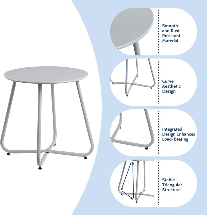 HollyHOME Beistelltisch Outdoor Gartentisch Balkontisch, Runder Patio Beistelltisch Kaffeetische Nac