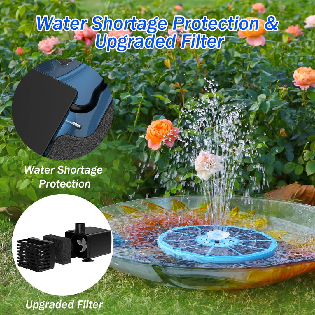 AISITIN LED Solar Springbrunnen für Aussen mit 3000mAh, 3,5W Solar Schwimmender Fontäne Pumpe mit Ve