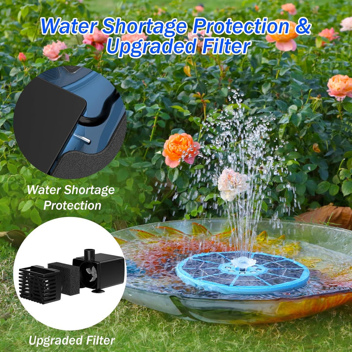 AISITIN LED Solar Springbrunnen für Aussen mit 3000mAh, 3,5W Solar Schwimmender Fontäne Pumpe mit Ve