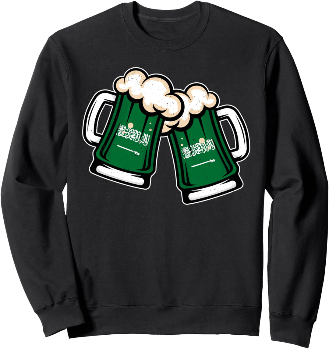 Bierkrug mit Flagge von Saudi-Arabien, cooles saudi-arabisches Bier Sweatshirt
