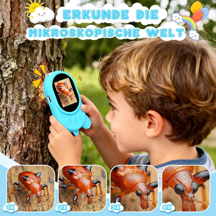 Mikroskop für Kinder - Digital Lupe Kinder mit 2-Zoll LCD HD Bildschirm, Handy Kinderkamera Microsco