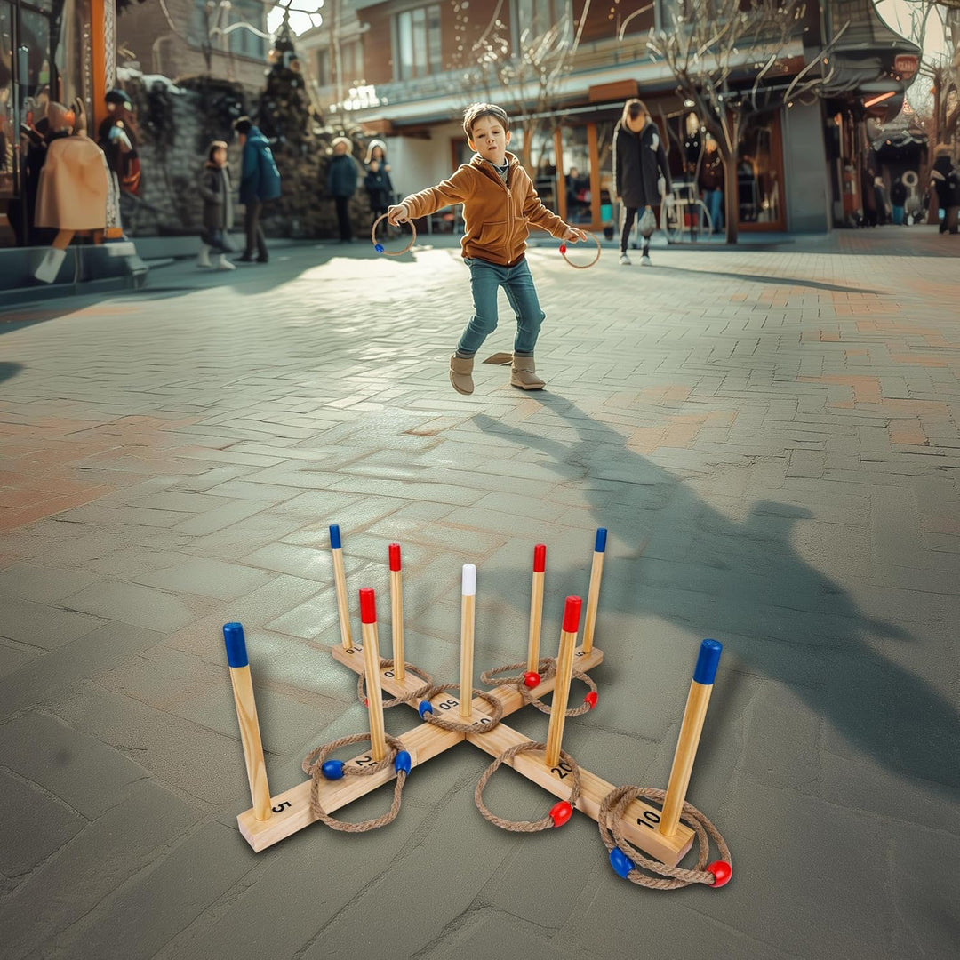 Extra grosses Ringwurfspiel für Erwachsene und Kinder, 76,2 cm, Holzringwurfspiel, Outdoor-Spass mit