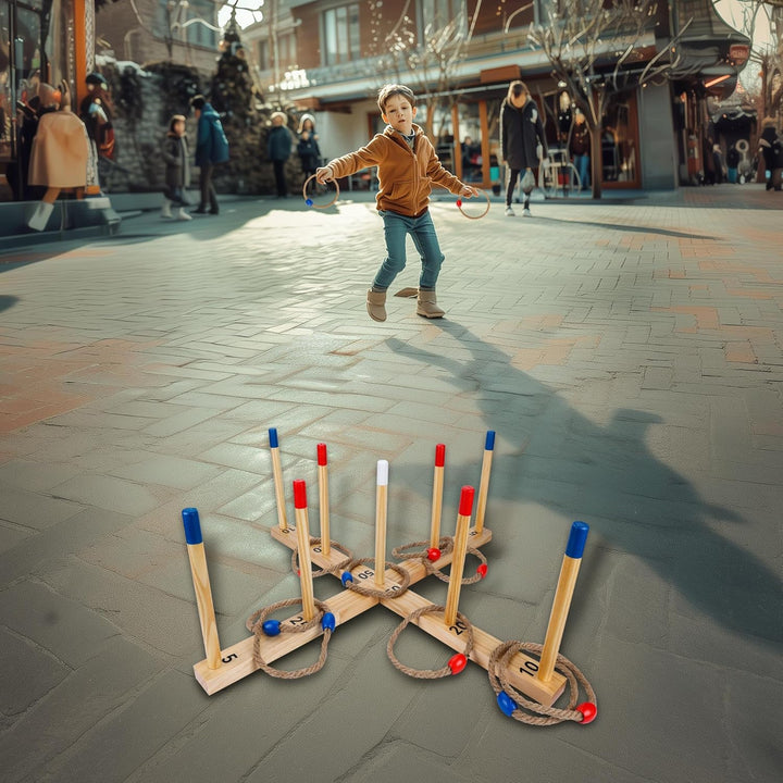 Extra grosses Ringwurfspiel für Erwachsene und Kinder, 76,2 cm, Holzringwurfspiel, Outdoor-Spass mit