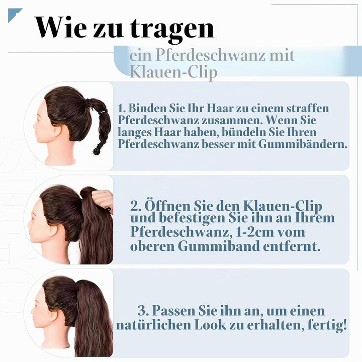SEGO Ponytail Haarteil Echthaar Zopf Extension mit Klammer Clip in Pferdeschwanz Haarverlängerung 10