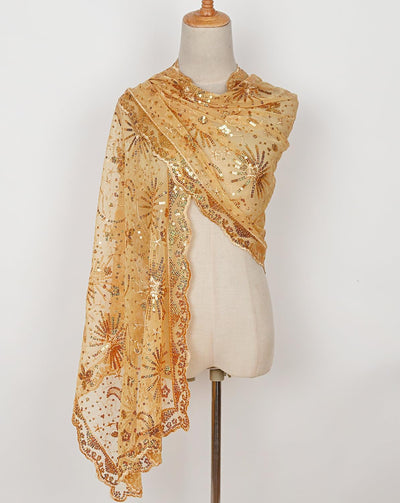 keland Damen Festlich Pailletten Umhang Schal Schultertuch Stola Tuch für Abendkleid A-gold, A-gold