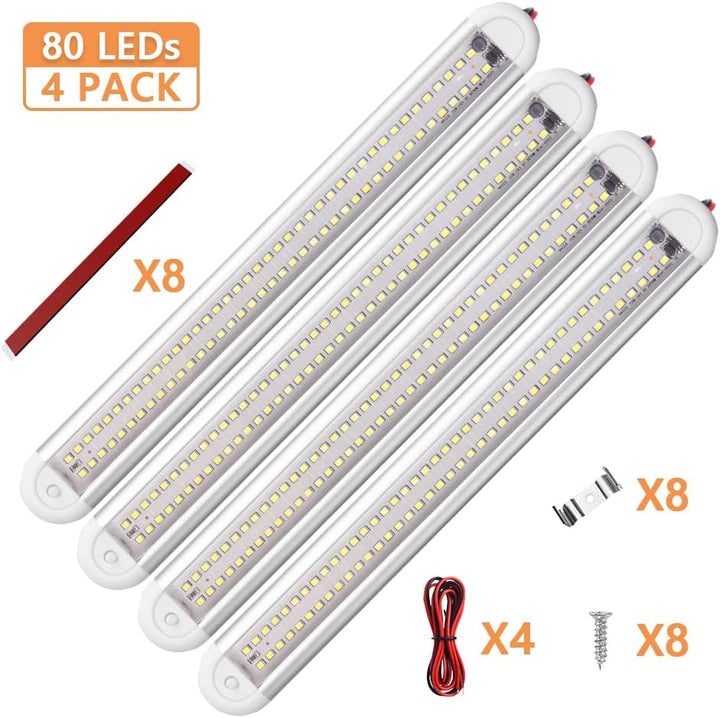 URAQT 80 LED Innenbeluchtung, 2 Stück 12V LED Leiste 1200LM 8W DC LED Innenlichtleiste Mit 2 Verläng