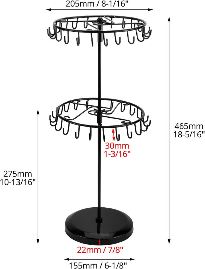 QWORK® 2-Stufiger Drehbar Schmuckständer, 46-Haken Schmuckbaum für Ketten & Armbänder, Ringe & Ohrri