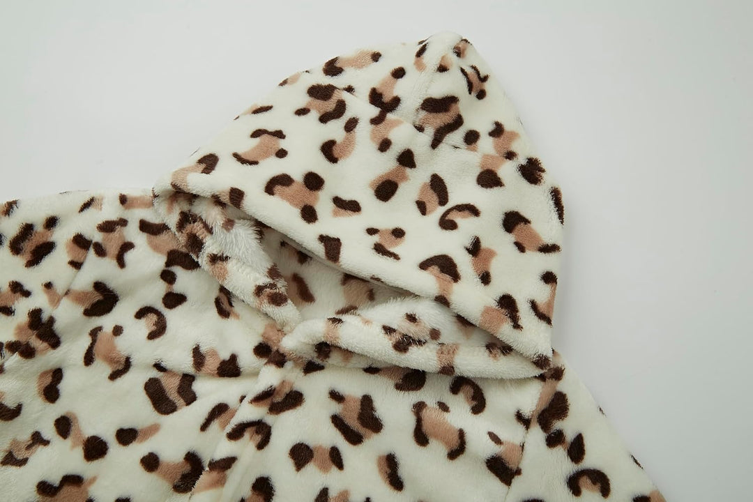 Unisex Baby Mit Kapuze Bademantel Kinder Flanell Pyjama Morgenmantel zum Jungen Mädchen Nachtwäsche